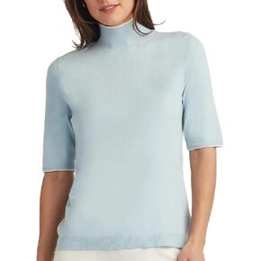 ELLEN TRACY Women's Mock Neck Sweater, Carlee Elbow Sleeve Turtleneck Pullover Shirt Top