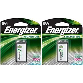 2 Energizer Rechargeable 9 Volt Batteries, (NH22NBP)