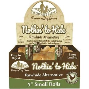 Fieldcrest Farms 12 Pack of Nothin' to Hide Rolls, 5 Inch Small, Easy to Digest Rawhide Alternative Dog Chews