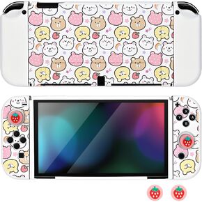 DLseego Grip Case Controller for Switch OLED Console 2021, Anti-Slip Shock-Absorption Protective Soft Case with 2 PCS Comfortable Thumb Grips Caps for Joycon Controllers - Green