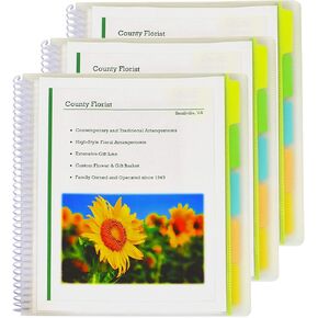 C-Line 10-Pocket Poly Portfolio with Write-on Tabs, Spiral-Bound, 5-Tab, Clear with Assorted Color Tabs, 1 Each (33650) (3 Pack)