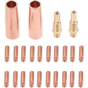 Mig Welding Gun Kit 0.023" Tip-Nozzle-Diffuser Replacement for Lincoln Magnum 100L Tweco Mini/#1: 20pcs Contact Tips 11-23 0.023" + 2pcs Gas Nozzles 21-50 1/2" + 2pcs Gas Diffuser 35-50 (Pack of 24)