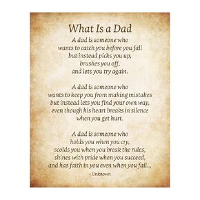 What is a Dad - Inspirational Wall Print for Living Room, Large Wall Art Living Room Decorations for Home, Wall Pictures for Living Room Decor, Motivational Wall Art Gift, Unframed - 8 X 10