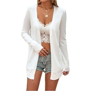 Milumia Women's Open Front Long Sleeve Cardigan Solid Casual Coat Outwear