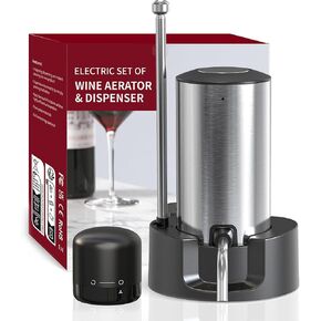Electric Wine Aerator Pourer Automatic Wine Dispenser Pump with Retractable Tube Stand Base for One-Touch Instant Oxidation Smart Wine Aerator Decanter Gift for Wine Lovers
