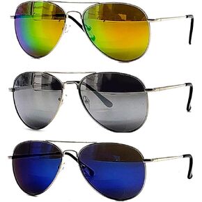Bifocal Sunglasses For Women Men 3-Pack Aviator Vintage Fashion Designer UV 100% Protection Mirror Metal