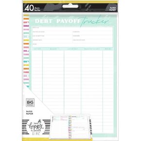 The Happy Planner Debt Payoff Tracker Classic Filler Paper - Journaling & Planner Accessories - Savvy Saver Theme - Financial Planning Paper - 40 Sheets