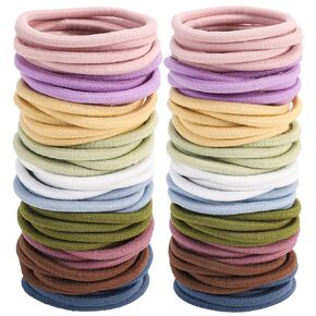 60PCS Black Hair Ties for Women Girls, 2 Inch in Diameter, Cotton Seamless Thick Black Hair Band, Elastic Hair Ties No Damage Ponytail Holder (1cm Black)