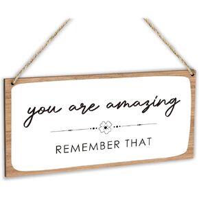 You Are Amazing Remember That, Inspirational Farmhouse & Home Decor Wood Sign Plaque, Rustic Wood Door Decor Sign for Bedroom, Living room, Study, 10 x 5" Indoor Outdoor Wood Decor Hanging Sign-01