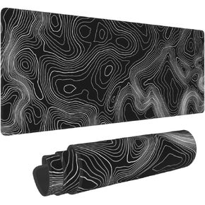 لوحة ماوس باللونين الأسود والأحمر مقاس 31.5 × 11.8 XL بتصميم هندسي رائع على طراز الرسوم المتحركة لوحة ماوس ممتدة لوحة مفاتيح كبيرة وبساط مكتب مع قاعدة مطاطية غير قابلة للانزلاق وحواف مخيطة للعبة المكتب المنزلي