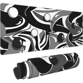 لوحة ماوس باللونين الأسود والأحمر مقاس 31.5 × 11.8 XL بتصميم هندسي رائع على طراز الرسوم المتحركة لوحة ماوس ممتدة لوحة مفاتيح كبيرة وبساط مكتب مع قاعدة مطاطية غير قابلة للانزلاق وحواف مخيطة للعبة المكتب المنزلي