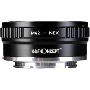 K&F Concept Lens Mount Adapter M42 to NEX Ⅱ Copper Adapter Compatible with M42 Screw Mount Lens Sony NEX Camera Black