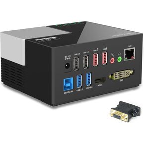 Wavlink Universal USB 3.0 Dual Video Docking Station with DVI/HDMI (up to 2048 × 1152), USB Hub, Quick Charging, Gigabit Ethernet, Audio, Mic, Supports for Windows Mac OS