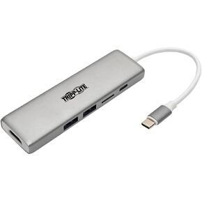 Tripp Lite USB C Docking Station w/ USB-A Hub, HDMI, Micro SD, PD Charging 4k @ 30Hz Thunderbolt 3 Silver (U442-DOCK10-S)