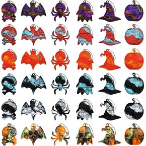 36-Pack Halloween Day Mini Pop Push Keychain Fidget Toys, Halloween Decorations Mini Bubble Fidget Sensory Toys, Halloween Fillers, for Kids, Anti-Anxiety Stress Relief Hand Toys