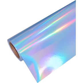 17"x100' Holographic Sticker Paper Roll Waterproof Printable Rainbow Vinyl Sticker Roll Paper for Inkjet Printer with 3 inch Core