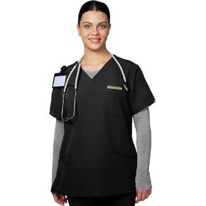 Medical Scrub Tops for Women - Soft Stretch V-Neck Classic Fit Scrub Shirts with 3 Pockets