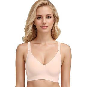 Seamless Wireless V Neck Bralette for Women, Full Coverage Ultra Comfort Bra with No Underwire