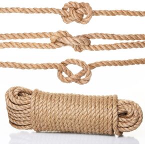 Naler 6mm Jute Twine Hemp Rope,100% Natural Jute Rope 4-ply Thick Twine String Cord Rope for Cat Tree, Boating, Animal Scratch Pole, DIY & Arts Crafts, Gift Packing, Gardening and Floristry