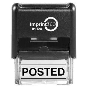 AS-IMP1125B - Posted w/Upper and Lower Bars, Blue Ink, Heavy Duty Commerical Self-Inking Rubber Stamp, 9/16" x 1-1/2" Impression