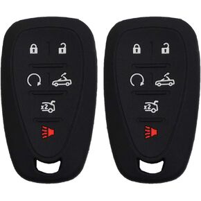 2pcs 6 Button Black Remote Smart Key Fob Silicone Case Cover Protector Holder Jacket Compatible with Chevy Chevrolet 2016 2017 2018 2019 2020 2021 Camaro Convertible