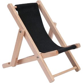 Hanpo Cell Stand Phone Holder, Phone Stand, Cell Mount Wood Chair, Toys Chair & Canvas Beach Deck Chair - Desk Stand for Smart Phone 5.5 Inches (Black)