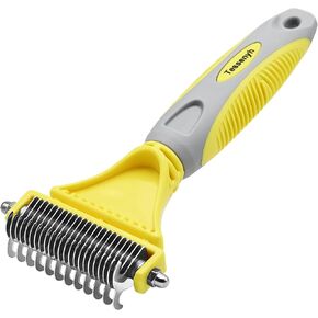Professional Dog Brush for Shedding, Undercoat Rake for Medium and Long Haired & Double Coated Dogs, Double Sided Design with 12+23 Blades