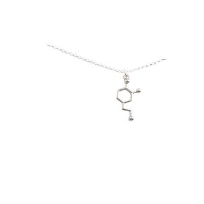 Dopamine Molecule Charm Sterling Silver Necklace