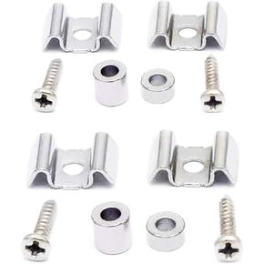Guitar String Trees String Retainer Guides Compatible with Strat Tele Style Electric Guitar Bass Parts Replacement Pack of 4pcs with Mounting Screws Black.