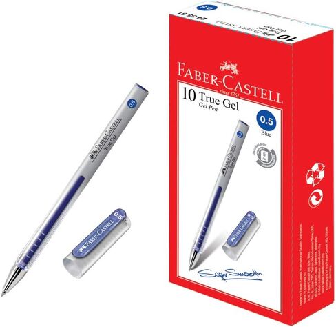 Faber-Castell True Gel Pen Box of 10 (0.7mm, Black) Smooth Gel Ink, Fade-proof, Waterproof, High Color Intensity, Document proof, No-smudging, Suitable for Everyday Writing in Saudi Arabia