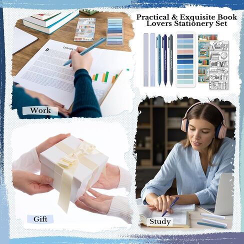 Back to School Gifts for Students Morandi Bible Highlighter Gel Pens Aesthetic Reading List Bookmark and Sticky Notes for Book Lover Note Taking Creative Writing(Green Series) in Saudi Arabia
