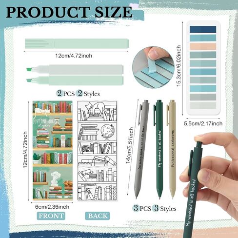 Back to School Gifts for Students Morandi Bible Highlighter Gel Pens Aesthetic Reading List Bookmark and Sticky Notes for Book Lover Note Taking Creative Writing(Green Series) in Saudi Arabia