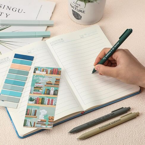 Back to School Gifts for Students Morandi Bible Highlighter Gel Pens Aesthetic Reading List Bookmark and Sticky Notes for Book Lover Note Taking Creative Writing(Green Series) in Saudi Arabia