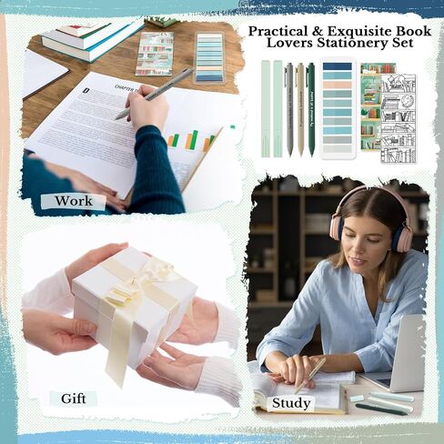 Back to School Gifts for Students Morandi Bible Highlighter Gel Pens Aesthetic Reading List Bookmark and Sticky Notes for Book Lover Note Taking Creative Writing(Green Series) in Saudi Arabia