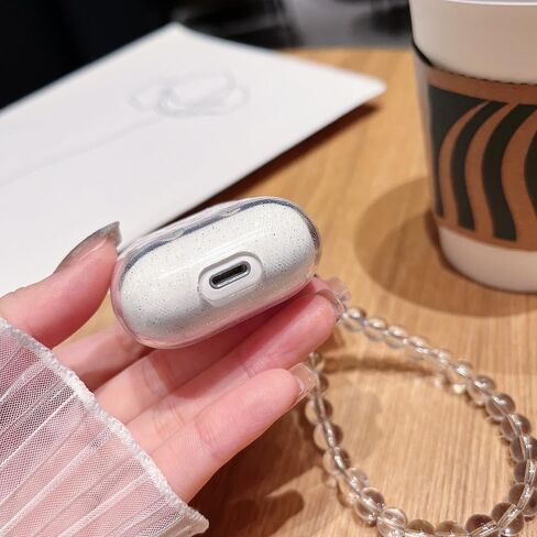 MINSCOSE متوافق مع حافظة Airpods Pro الشفافة مع سلسلة مفاتيح زهرية، تصميم عصري بنمط زهرة لطيفة، حافظة شحن ناعمة من السيليكون مقاومة للصدمات لـ AirPod Pro للفتيات والنساء - وردي in Kuwait