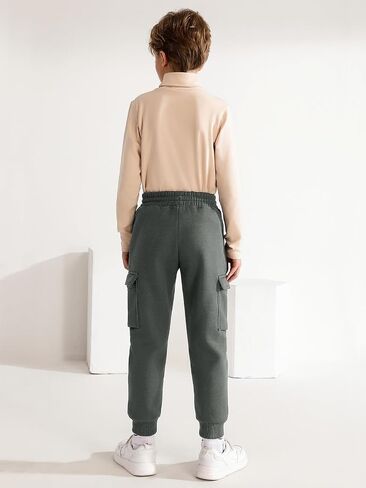 Haloumoning Boys Fleece Sweatpants Athletic Joggers Kids Fall Cargo Pants with Pockets 5-14 Years in Saudi Arabia