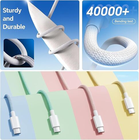[Apple MFi Certified] iPhone iPad Fast Charger Cable USB C Cable, 3 Pack 6FT 60W USB C to USB C Braided Colorful Type C Data Sync Cord for iPhone 15/Pro/Max/Plus/MacBook/iPad Pro/Air/Android/Laptop in Saudi Arabia