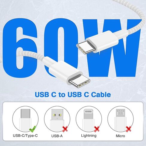 [Apple MFi Certified] iPhone iPad Fast Charger Cable USB C Cable, 3 Pack 6FT 60W USB C to USB C Braided Colorful Type C Data Sync Cord for iPhone 15/Pro/Max/Plus/MacBook/iPad Pro/Air/Android/Laptop in Saudi Arabia