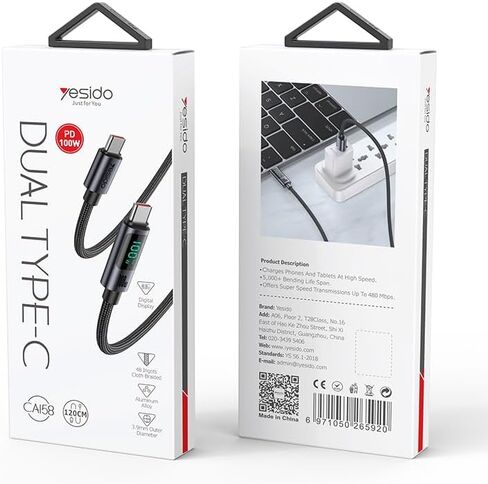 كابل USB C إلى Lightning، 4FT، شاشة رقمية ذكية LED 27 وات كابل شحن سريع USB C إلى Lightning لأجهزة Apple iPhone 15/14/13/12/11 Pro Max وMacBook وiPad in Kuwait