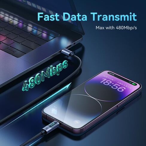 كابل USB C إلى Lightning، 4FT، شاشة رقمية ذكية LED 27 وات كابل شحن سريع USB C إلى Lightning لأجهزة Apple iPhone 15/14/13/12/11 Pro Max وMacBook وiPad in Kuwait