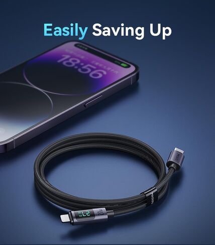 كابل USB C إلى Lightning، 4FT، شاشة رقمية ذكية LED 27 وات كابل شحن سريع USB C إلى Lightning لأجهزة Apple iPhone 15/14/13/12/11 Pro Max وMacBook وiPad in Kuwait