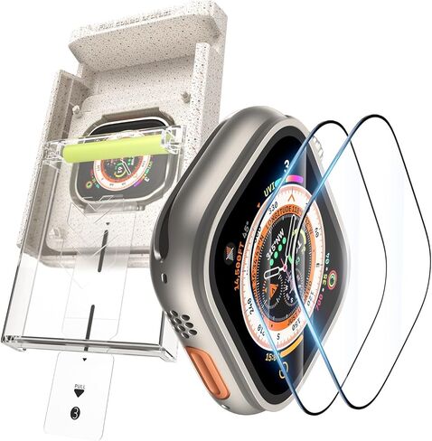 WSKEN لساعة Apple Watch Ultra 2/واقي شاشة فائق 49 مم، [صديق للبيئة] [إزالة الغبار تلقائيًا] طبقة زجاجية مقواة عالية الدقة بتغطية كاملة مع صندوق تثبيت بدون فقاعات لساعة iWatch، عبوتان in Saudi Arabia