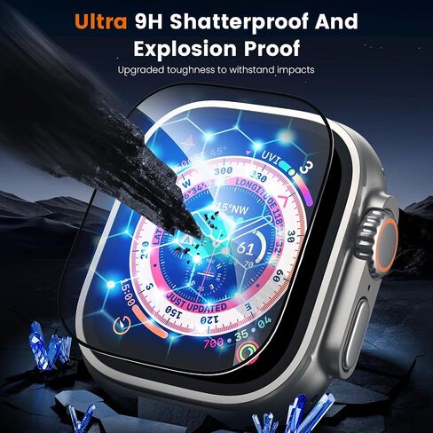 WSKEN لساعة Apple Watch Ultra 2/واقي شاشة فائق 49 مم، [صديق للبيئة] [إزالة الغبار تلقائيًا] طبقة زجاجية مقواة عالية الدقة بتغطية كاملة مع صندوق تثبيت بدون فقاعات لساعة iWatch، عبوتان in Saudi Arabia