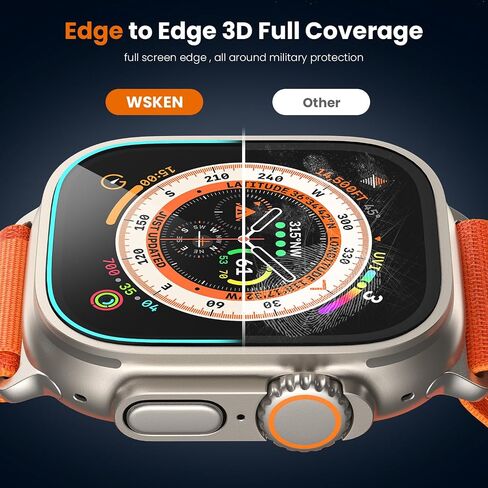 WSKEN لساعة Apple Watch Ultra 2/واقي شاشة فائق 49 مم، [صديق للبيئة] [إزالة الغبار تلقائيًا] طبقة زجاجية مقواة عالية الدقة بتغطية كاملة مع صندوق تثبيت بدون فقاعات لساعة iWatch، عبوتان in Saudi Arabia