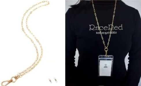 1Pc Gold Chain Necklace Lanyards for ID Badges Stylish Key Lanyard for Women Lanyards for Badge Holder Ornaments Convenient to Carry Easy to Use,Identification Badges and Supplies in Saudi Arabia