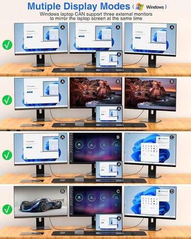 USB C Hub,TOTU Upgraded USB-C Docking Station, Expansive Triple 4K Display Capability by Dual DisplayPort and HDMI While Integrating 6 USB Ports, 60W USB-C Power Delivery Charging, Suit for Windows in Saudi Arabia