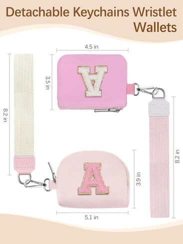 Initial Wristlet Wallets for Women，Small Dual Pouch Wristlet, Personalised Keychain Wallet, Mini Zip Around Coin Pouse, Monogrammed Wristlet Gifts (Black,Letter M) in Saudi Arabia