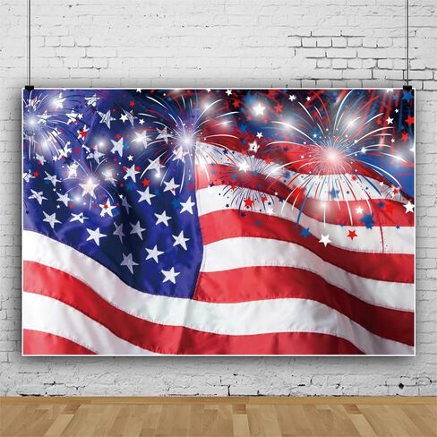 ChloropLastid 4th of July Independence Day Backdrop 10x8ft American Flag Fireworks Photo Backgroud Independence Day Banner for Veterans Patriotic Holiday Party Decor Portrait Photo Studio Props in Saudi Arabia