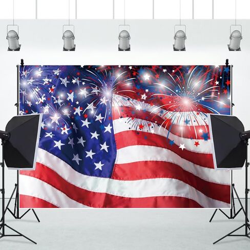 ChloropLastid 4th of July Independence Day Backdrop 10x8ft American Flag Fireworks Photo Backgroud Independence Day Banner for Veterans Patriotic Holiday Party Decor Portrait Photo Studio Props in Saudi Arabia