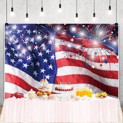 ChloropLastid 4th of July Independence Day Backdrop 10x8ft American Flag Fireworks Photo Backgroud Independence Day Banner for Veterans Patriotic Holiday Party Decor Portrait Photo Studio Props in Saudi Arabia